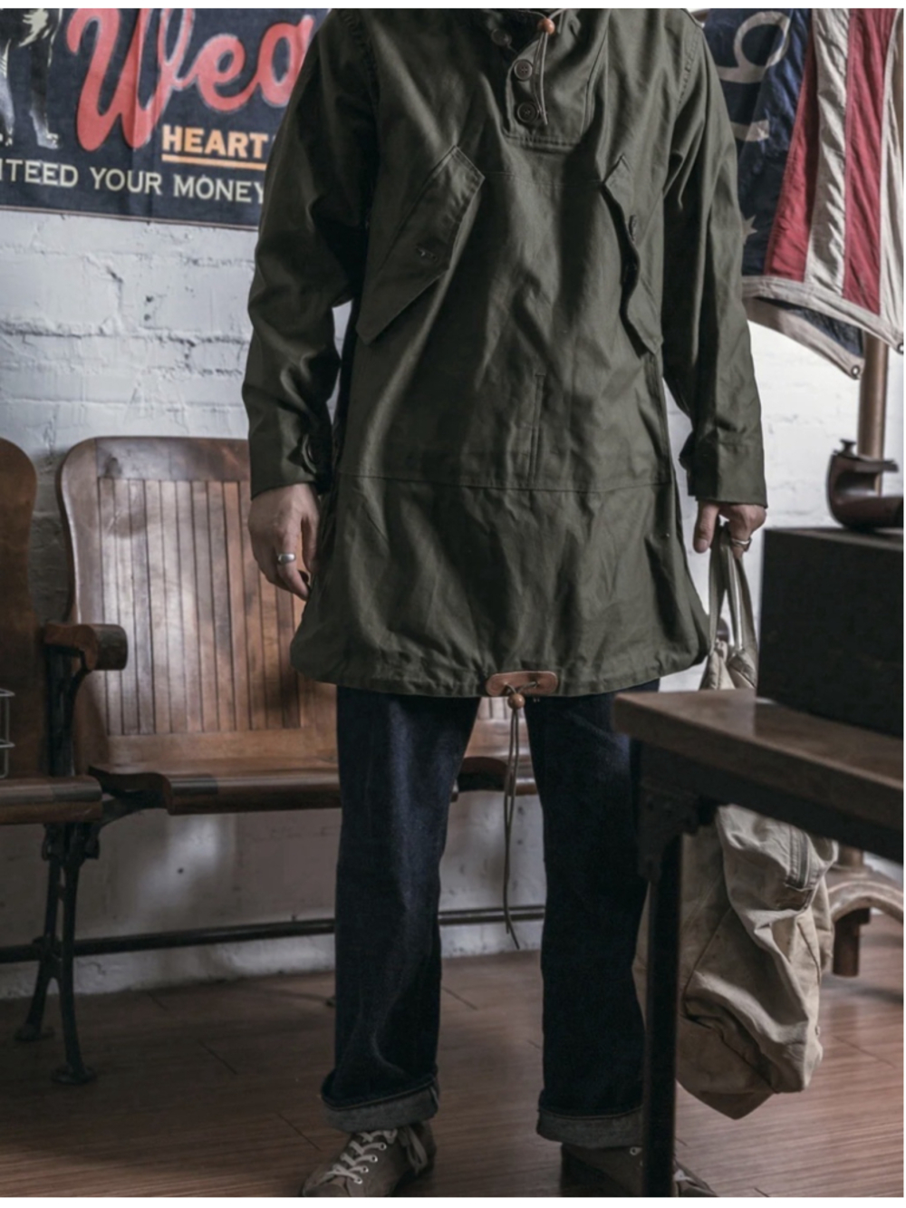 USA SHIP Parka, Field, Cotton, O.D. L - Picture 3 of 8